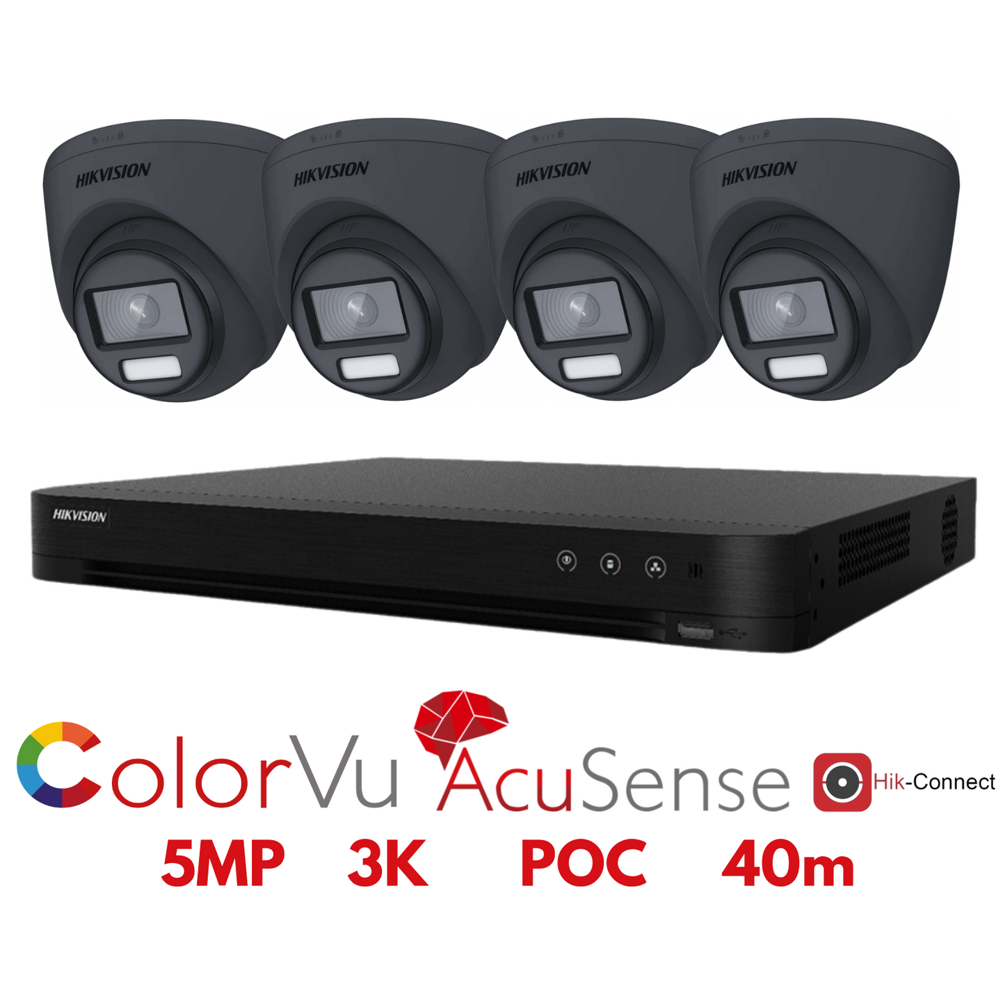 5mp Cctv Kit Hikvision ColorVu Smart Hybrid System 4x 24hr Colour POC DVR Camera Kit