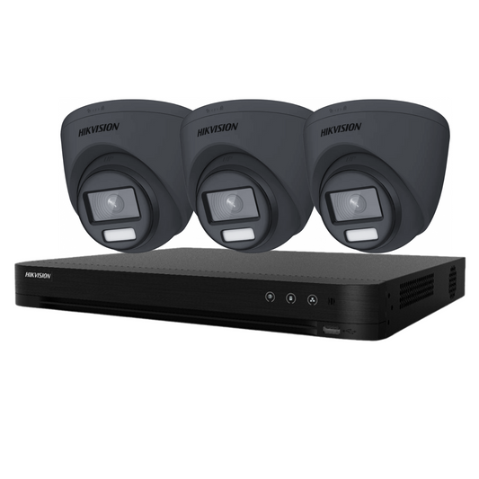 5MP Hikvision ColorVu Smart Hybrid CCTV System – 3x 24/7 Colour PoC DVR Camera Ki