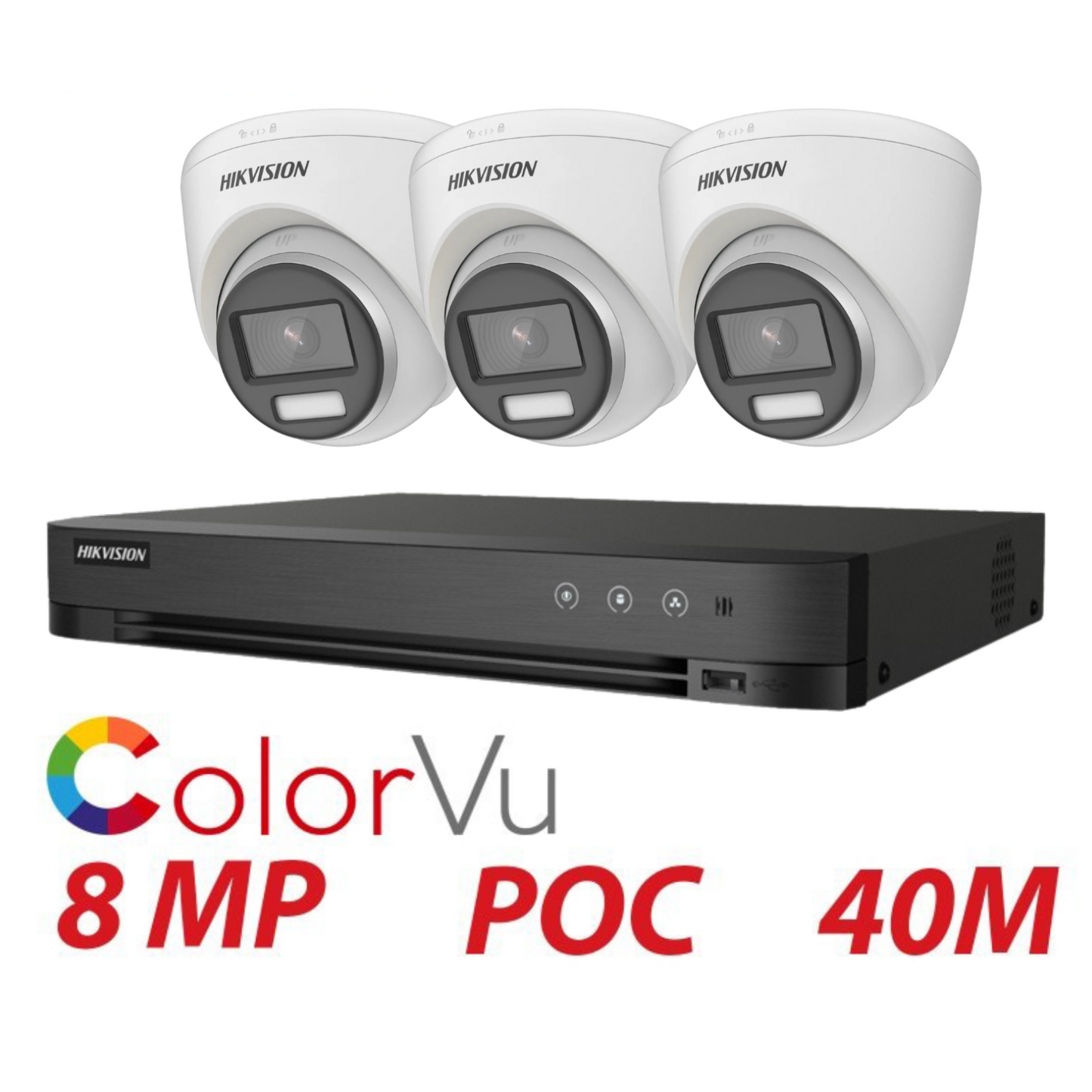8MP 4CH Hikvision ColorVu System 3X 24HR Color POC DVR Camera Kit