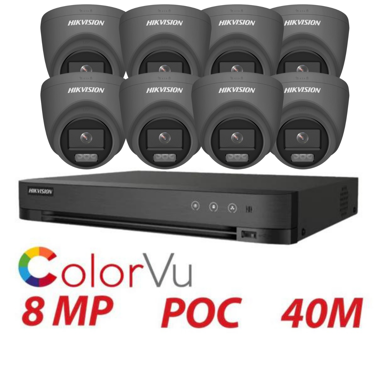 8MP 8CH Hikvision ColorVu System 8X 24HR Color POC DVR Camera Kit