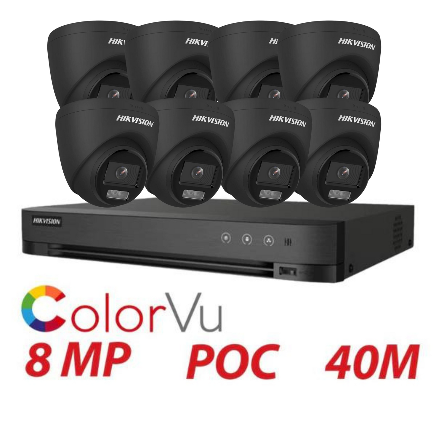 8MP 8CH Hikvision ColorVu System 8X 24HR Color POC DVR Camera Kit