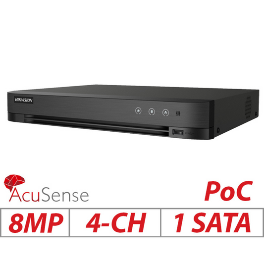 Hikvision 4-Channel 8MP AcuSense Turbo HD DVR IDS-7204HTHI-M1-P – High-Performance, Compact Surveillance