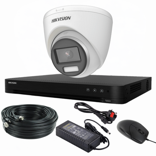 5mp 4ch Hikvision ColorVu Smart Hybrid System 1x 24hr Colour POC DVR Camera Kit
