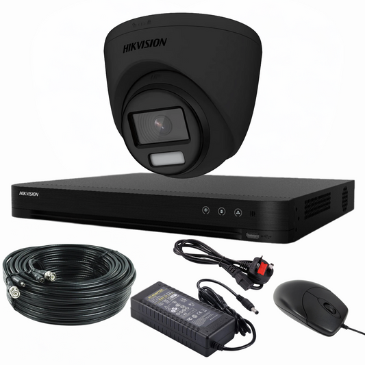 5mp 4ch Hikvision ColorVu Smart Hybrid System 1x 24hr Colour POC DVR Camera Kit