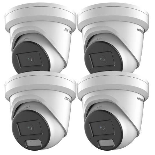 4 x 8MP Hikvision DS-2CD2387G2H-LIU(2.8MM)(EF) Smart Hybrid ColorVu AcuSense Fixed Turret IP Network Cameras (Built-in Mic)