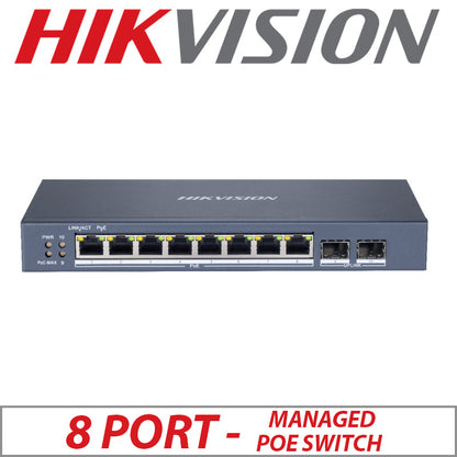 8 port Hikvision Gigabit Smart Managed PoE Switch DS-3E1510P-SI