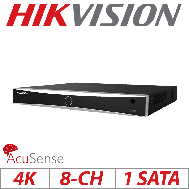 Hikvision CCTV kit, 7 x 8mp Colorvu Acusense IP POE and Audio cameras, 1 x 8 Channel POE NVR