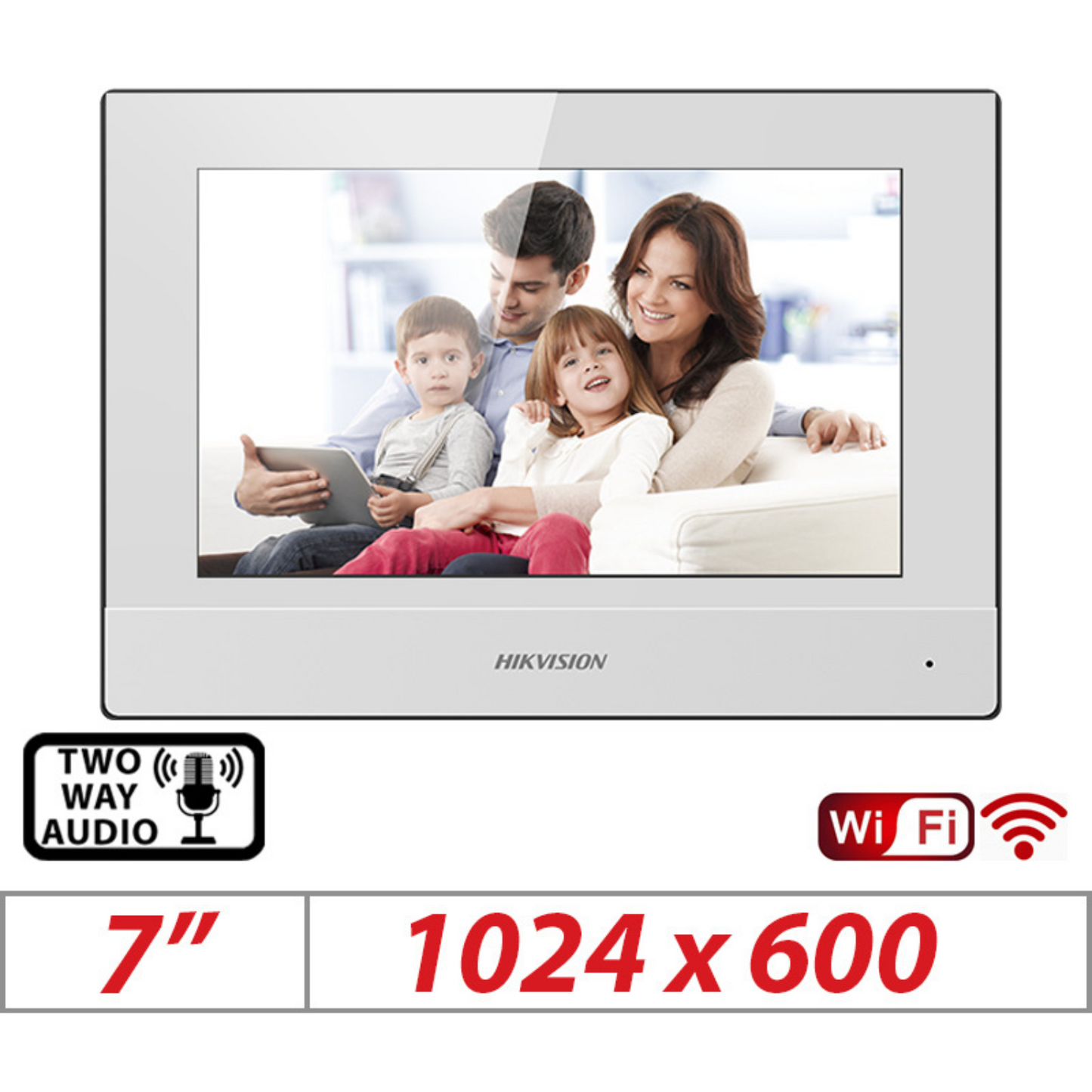 Hikvision 7-inch Touch Screen Indoor Video Intercom Station DS-KH6320-WTE1-White
