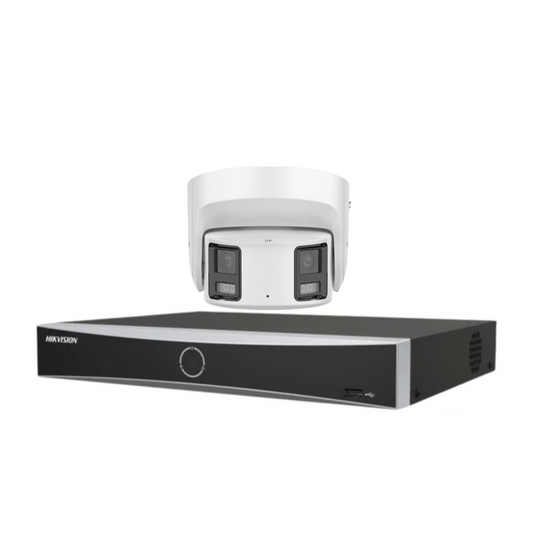 Hikvision CCTV kit, 1 x 8mp Panoramic Dual Camera, Colorvu, Acusense, IP POE and 2 way Audio cameras, 1 x 8 Channel POE NVR