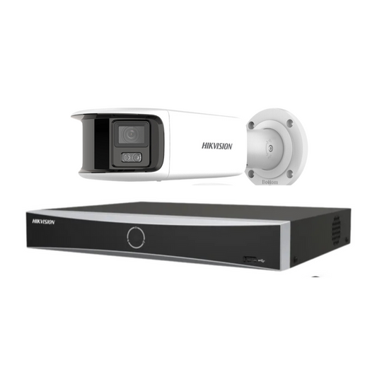 Hikvision CCTV kit, 1 x 8mp Panoramic Dual Camera, Colorvu, Acusense, IP POE and 2 way Audio cameras, 1 x 8 Channel POE NVR
