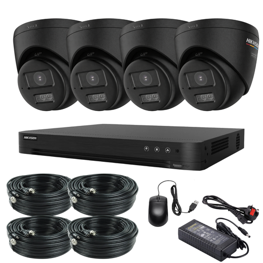 Hikvision 8MP 4K ColorVu Smart Hybrid CCTV Kit with PoC + Built-In Mic & Smart Hybrid Light | 24/7 Full-Colour Surveillance | 4x Cameras + 4-Channel DVR