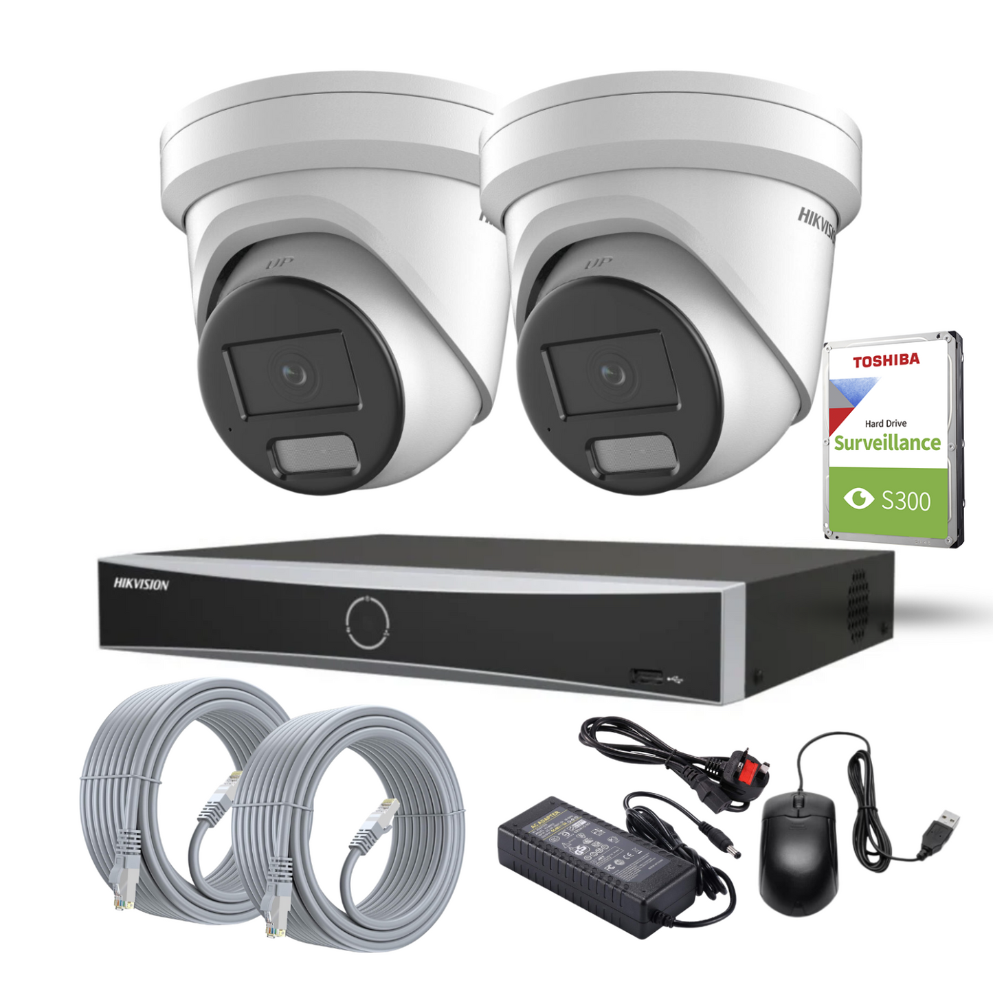 Hikvision 8MP 4K Live Guard ColorVu Smart Hybrid AcuSense IP PoE Cctv Kit with 2-Way Audio (2 Cameras + 4CH NVR)