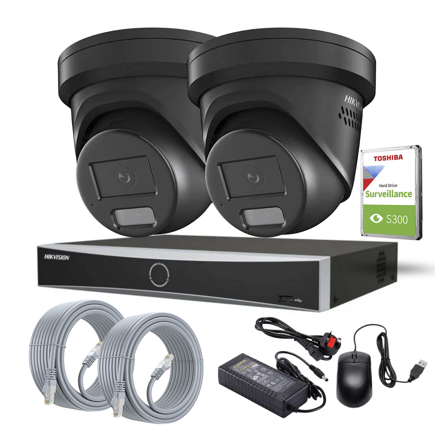 Hikvision 8MP 4K Live Guard ColorVu Smart Hybrid AcuSense IP PoE Cctv Kit with 2-Way Audio (2 Cameras + 4CH NVR)