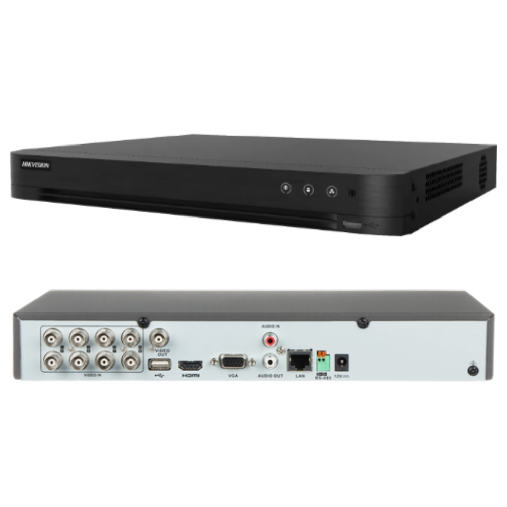 8MP 8CH Hikvision 1U H.265 Turbo AcuSense POC-AOC DVR IDS-7208HUHI-M2/PXT/4A+8/4ALM