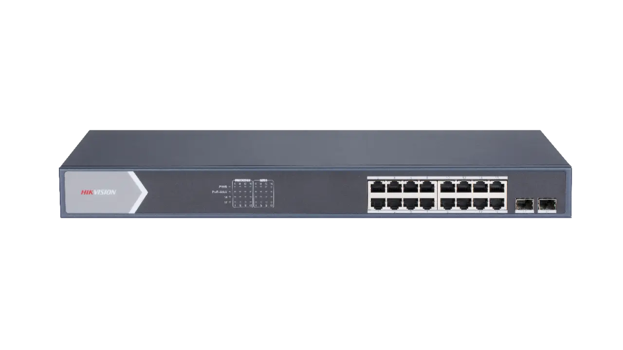 Hikvision 16-Port Gigabit Smart PoE Switch DS-3E1518P-SI | Reliable Power & Network Solution for CCTV Systems