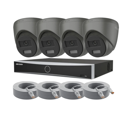 8MP Hikvision and HiLook Smart Hybrid CCTV Kit - POE IP Cameras with Built-In Audio and AcuSense