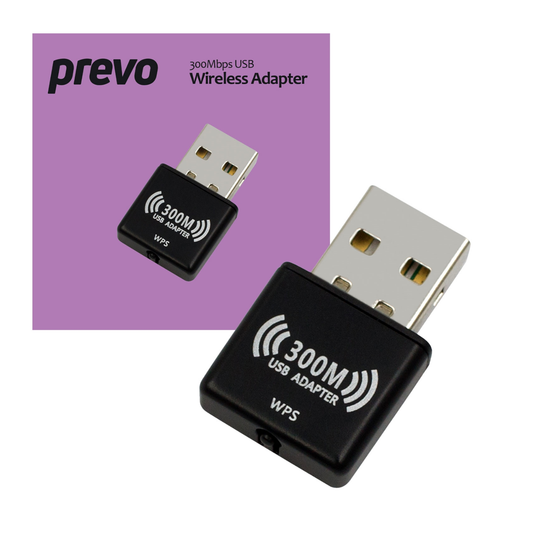 Prevo USBW4 300Mbps N300 USB Wireless Network Adapter – Compact Wi-Fi Dongle for PC & Laptop