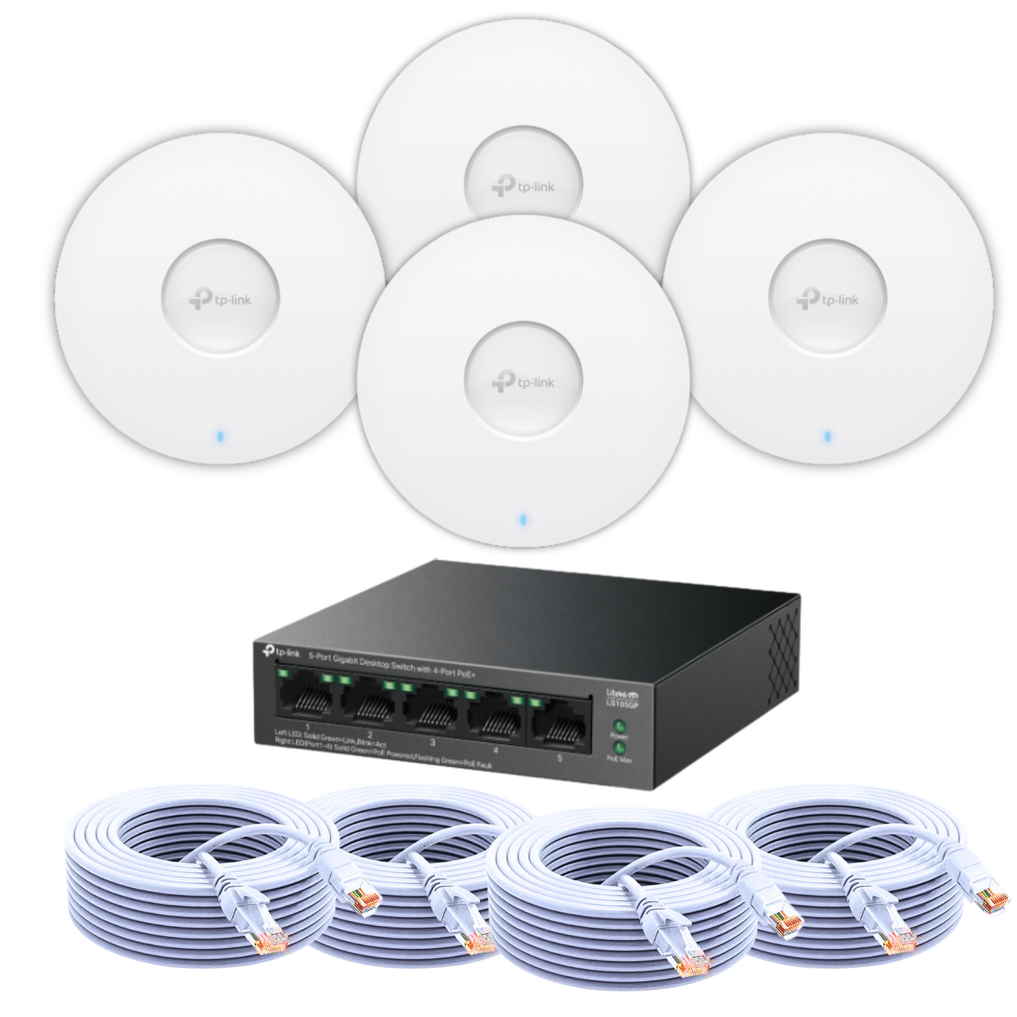 TP-Link WiFi 6 Access Point Bundle | 4-Pack for High-Speed, Reliable Coverage - 4 Port POE