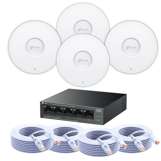 TP-Link WiFi 6 Access Point Bundle | 4-Pack for High-Speed, Reliable Coverage - 4 Port POE