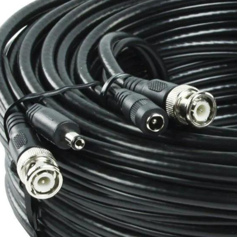 Pre-Made Shotgun Cable for CCTV Cameras BNC and Power Cable - 20m Black