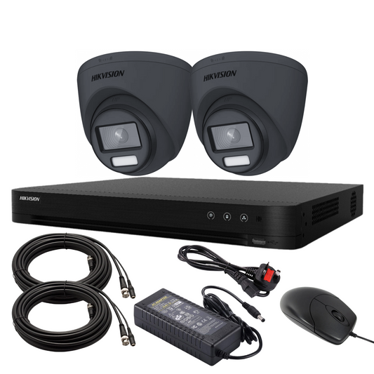 5mp 4ch Hikvision ColorVu Smart Hybrid System 2x 24hr Colour POC DVR Camera Kit