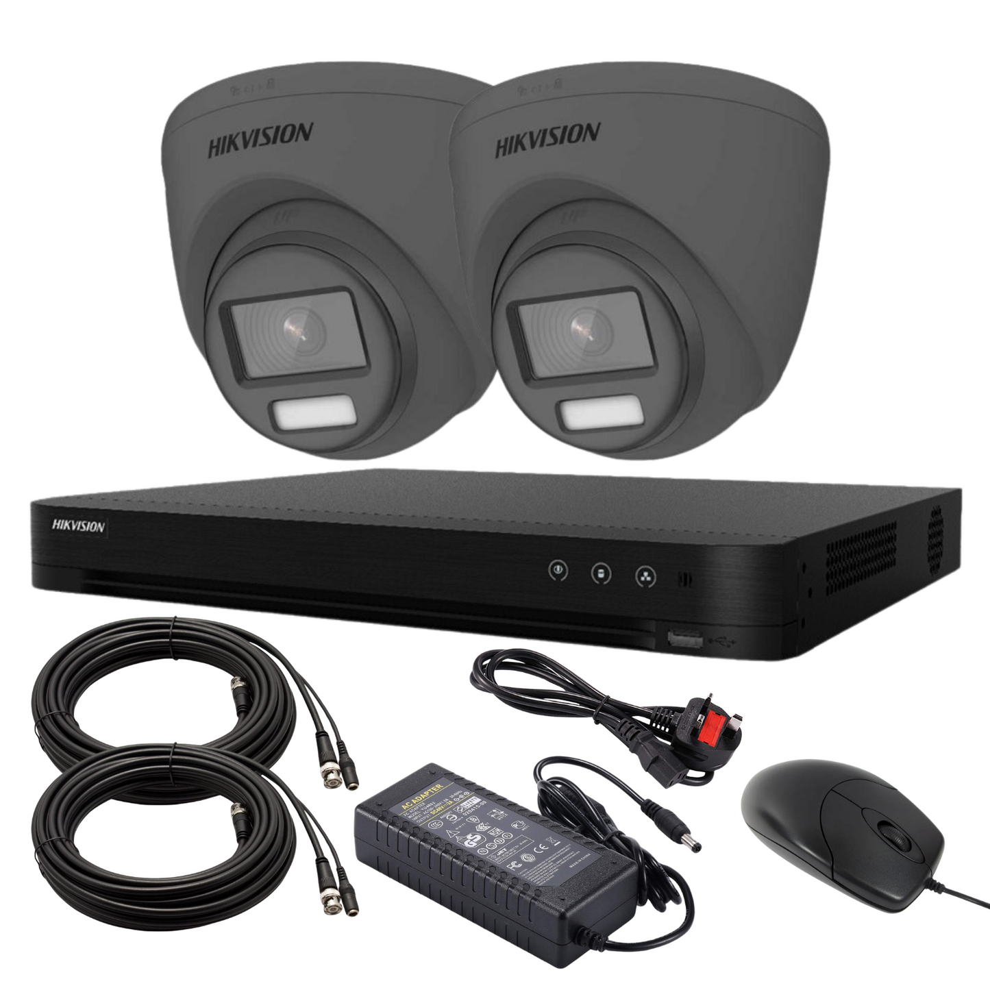 5mp 4ch Hikvision ColorVu Smart Hybrid System 2x 24hr Colour POC DVR Camera Kit