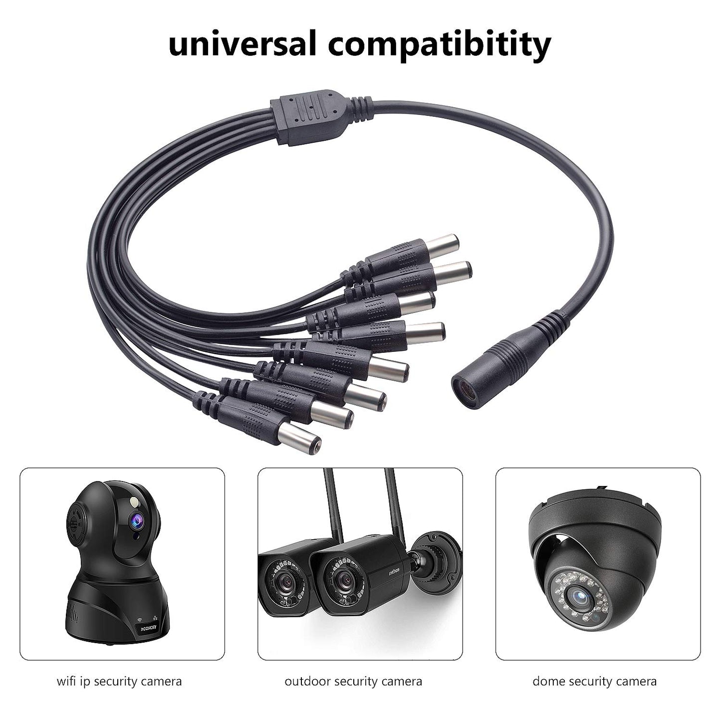 8 Way 12v DC Splitter Lead - For CCTV Cameras - BCE Direct