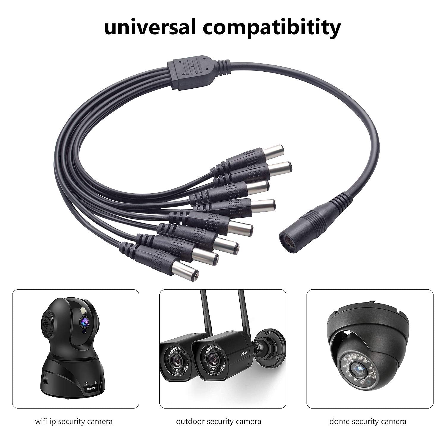 8 Way 12v DC Splitter Lead - For CCTV Cameras - BCE Direct