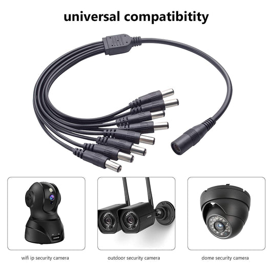 8 Way 12v DC Splitter Lead - For CCTV Cameras - BCE Direct