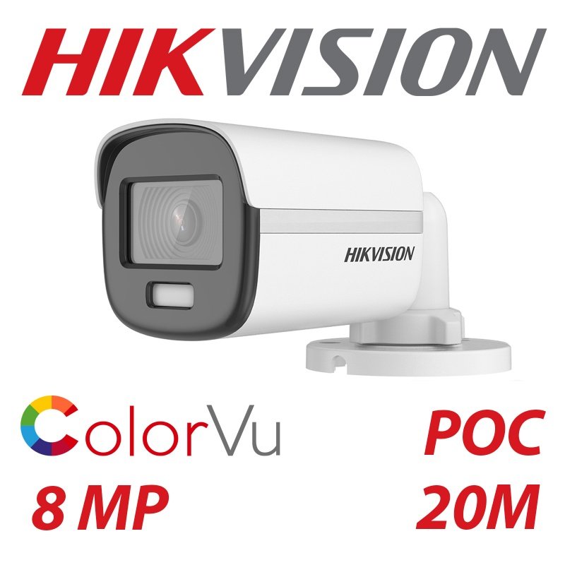 8mp 4k Colorvu POC 2.8mm 20m IR Mini Fixed Bullet Camera DS-2CE10UF3T-E