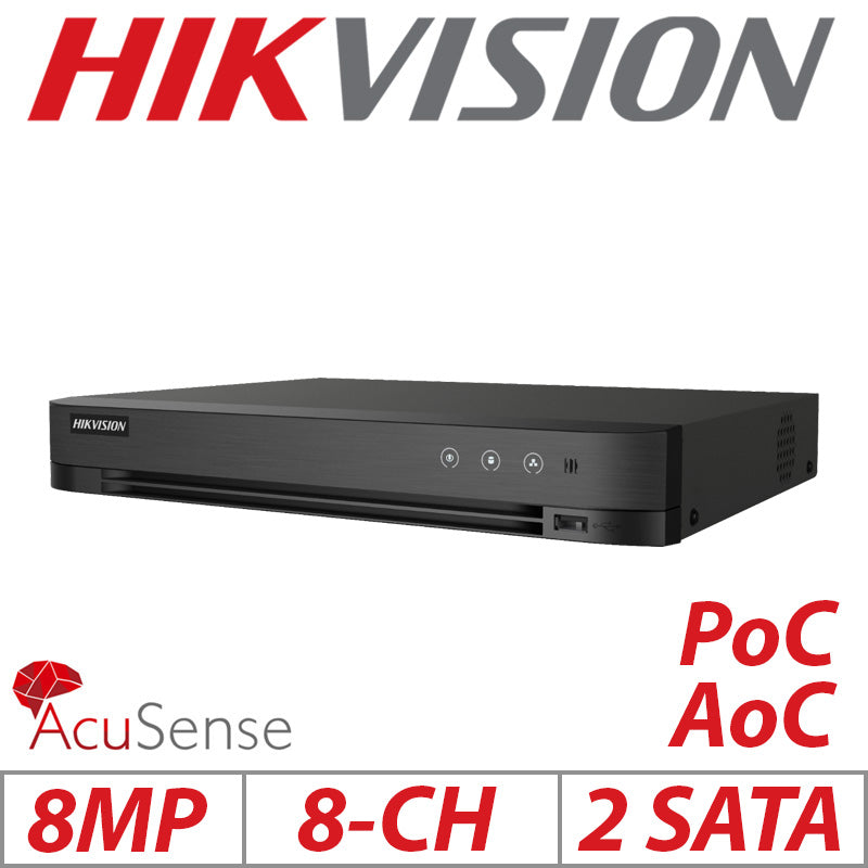 8MP 8CH Hikvision 1U H.265 Turbo AcuSense POC-AOC DVR IDS-7208HUHI-M2/P