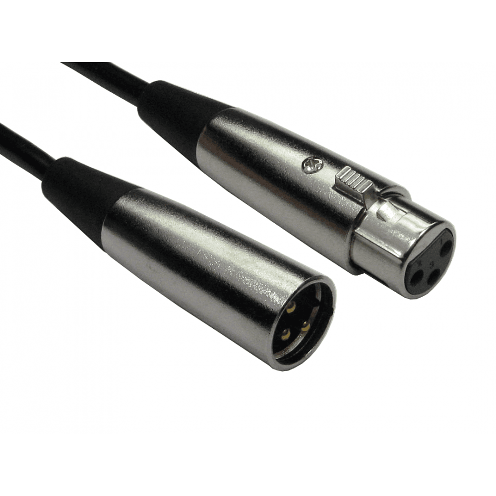 3 Pin XLR Male to Female Cable - Silver