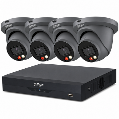 Dahua 4mp Full Colour IP Poe Cctv Kit Grey - 24/7 Full-Color Surveillance, 4x Cameras with Microphones