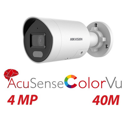 4mp Hikvision IP Poe Mini Bullet Smart Hybrid Light with ColorVu Network Camera Ds-2cd2047g2h-liu(2.8mm)(ef)