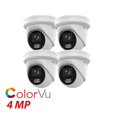 4 x 4mp Hikvision 2.8mm Colorvu Fixed Turret IP Network Camera Built-in Mic DS-2CD3347G2-LSU-2.8mm-C
