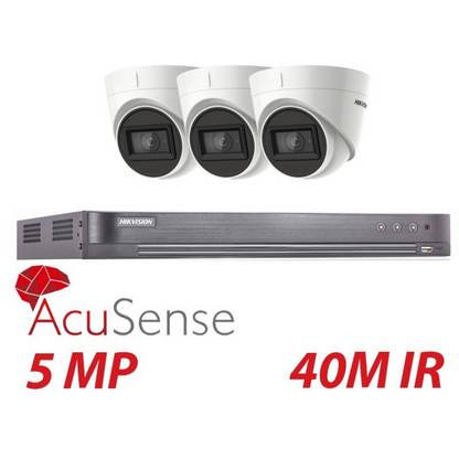 5mp 4ch Hikvision 3x System 4k Turbo DVR Acusense Camera Kit