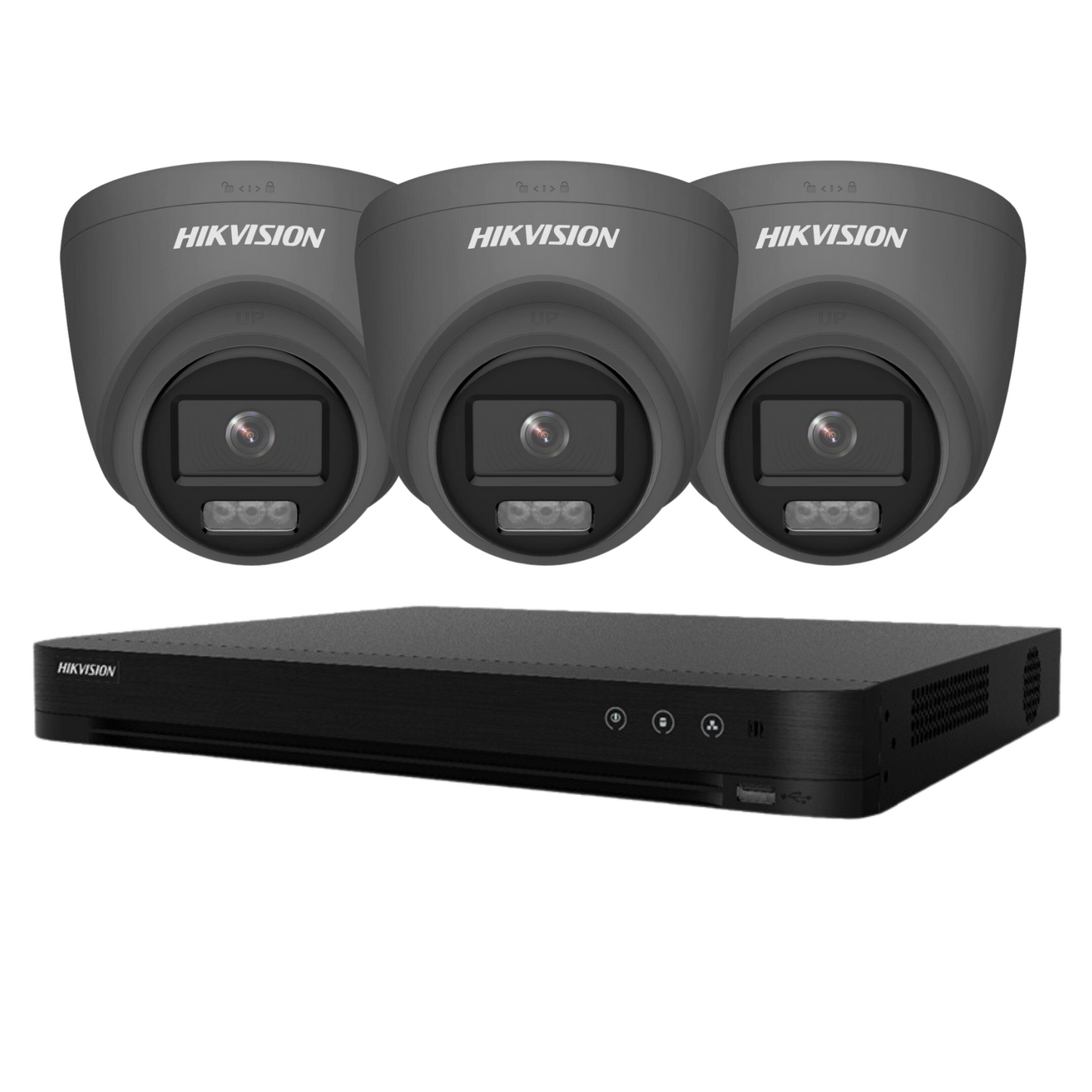 5MP Hikvision ColorVu Smart Hybrid CCTV System – 3x 24/7 Colour PoC DVR Camera Ki