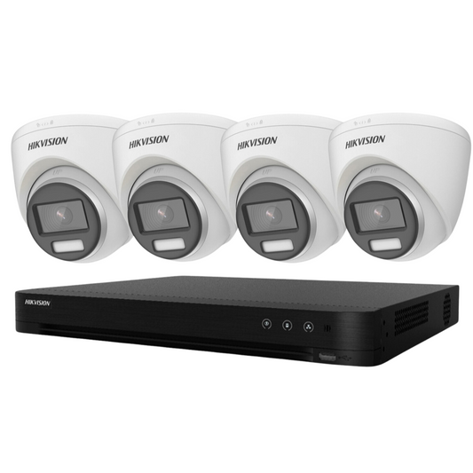 5mp 4ch Hikvision ColorVu Cctv Kit 4x 24hr Colour AOC DVR Camera Kit - Built in Microphones