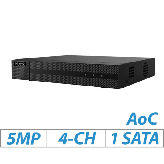 Hikvision HiLook 4-Channel 5MP 5-in-1 DVR DVR-204Q-M1(E) with AOC – Compact and Versatile Surveillance Solution