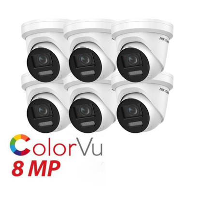 6 x 8MP Hikvision 2.8mm Smart Hybrid ColorVu AcuSense Fixed Turret IP Network Camera Built-in Mic DS-2CD2387G2H-LIU(2.8MM)(EF)