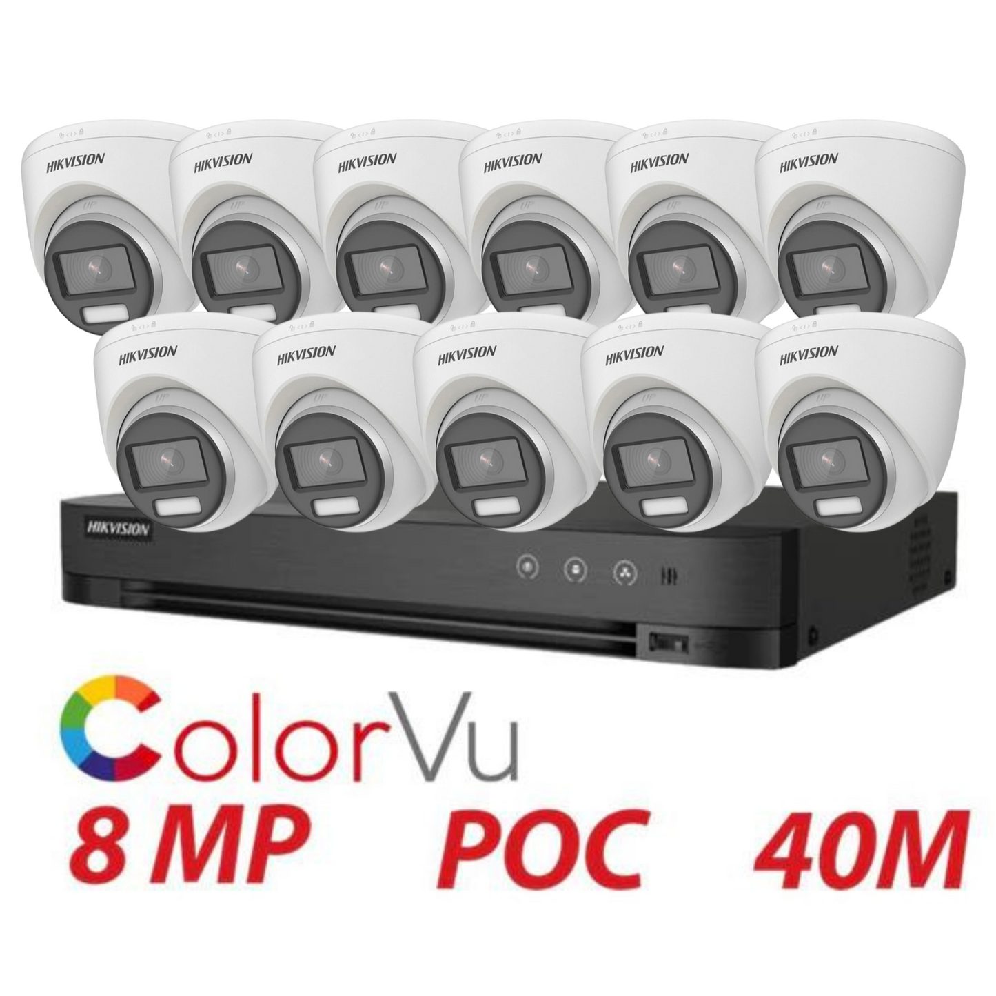 8MP 16CH Hikvision ColorVu System 11X 24HR Color POC DVR Camera Kit