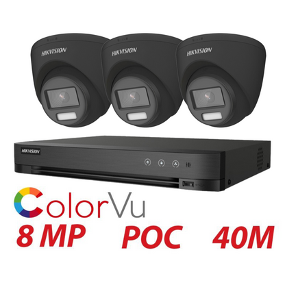 8MP 4CH Hikvision ColorVu System 3X 24HR Color POC DVR Camera Kit