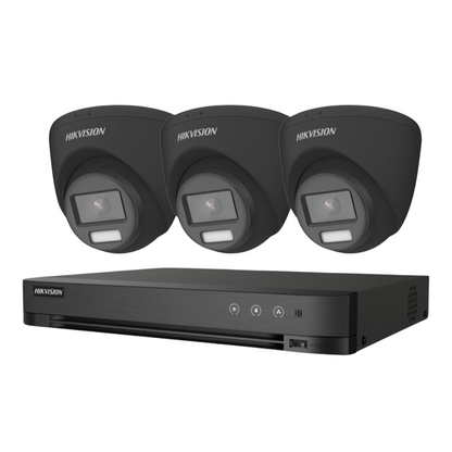 8MP 4-Channel Hikvision ColorVu System with 3x 24/7 Colour PoC Cameras - DVR Camera Kit