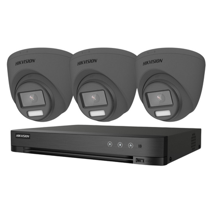 8MP 4-Channel Hikvision ColorVu System with 3x 24/7 Colour PoC Cameras - DVR Camera Kit