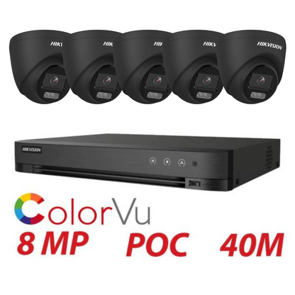 Hikvision 8mp/4k Cctv Kit ColorVu System 5 x Cameras plus 8 Channel CCTV Recorder - POC