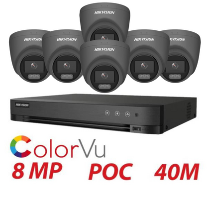 8MP 8CH Hikvision ColorVu System 6X 24HR Color POC DVR Camera Kit