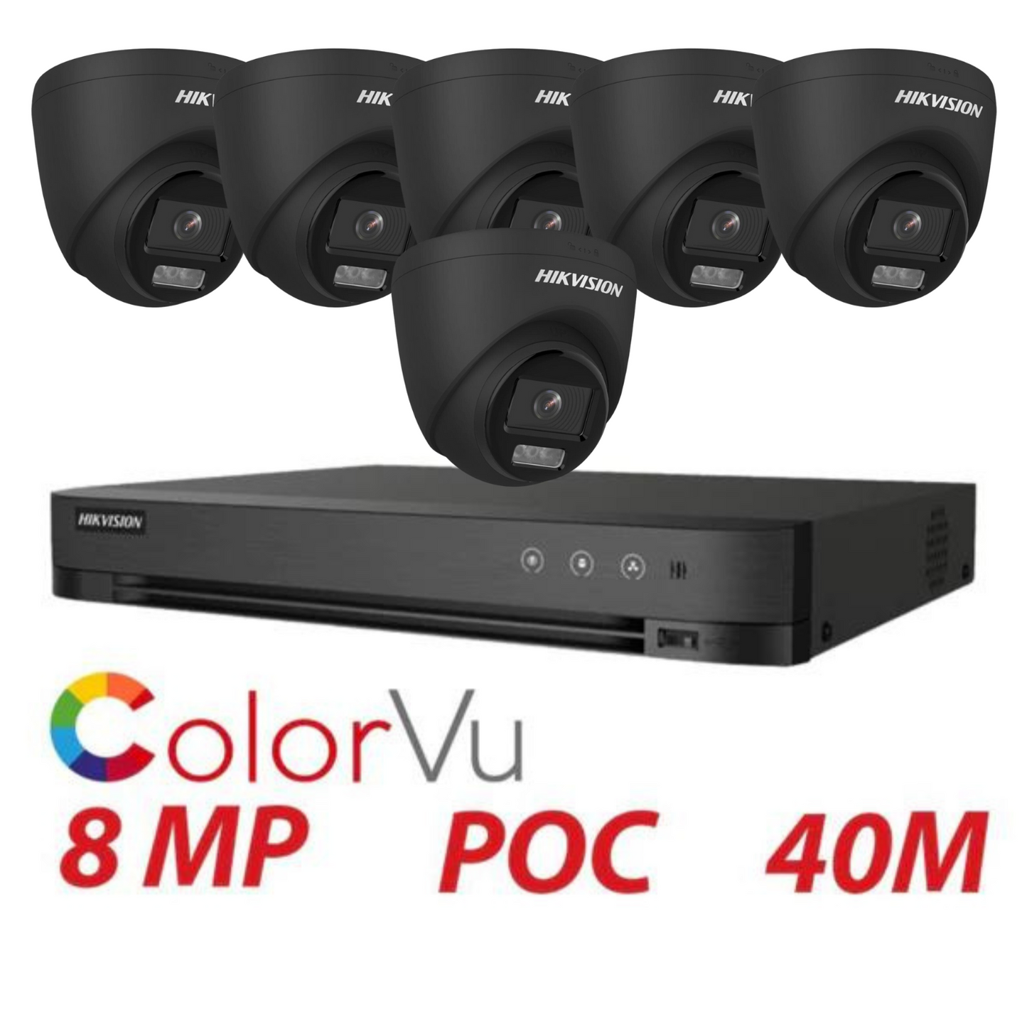 8MP 8CH Hikvision ColorVu System 6X 24HR Color POC DVR Camera Kit