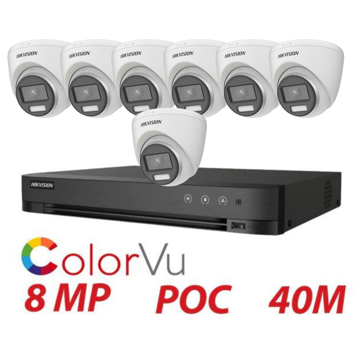8MP 8CH Hikvision ColorVu System 7X 24HR Color POC DVR Camera Kit