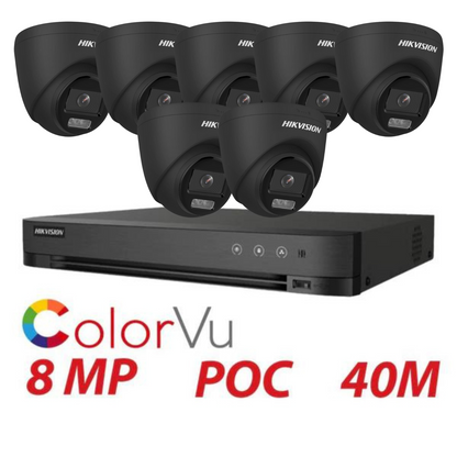 8MP 8CH Hikvision ColorVu System 7X 24HR Color POC DVR Camera Kit