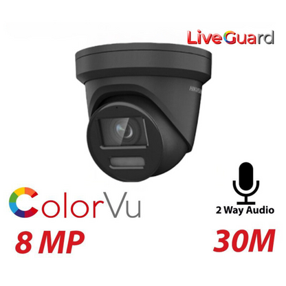8MP Hikvision Live Guard Colorvu IP POE 2-Way Audio Built-In Microphone Acusense DS-2CD2387G2-LSU-SL-2.8mm Black